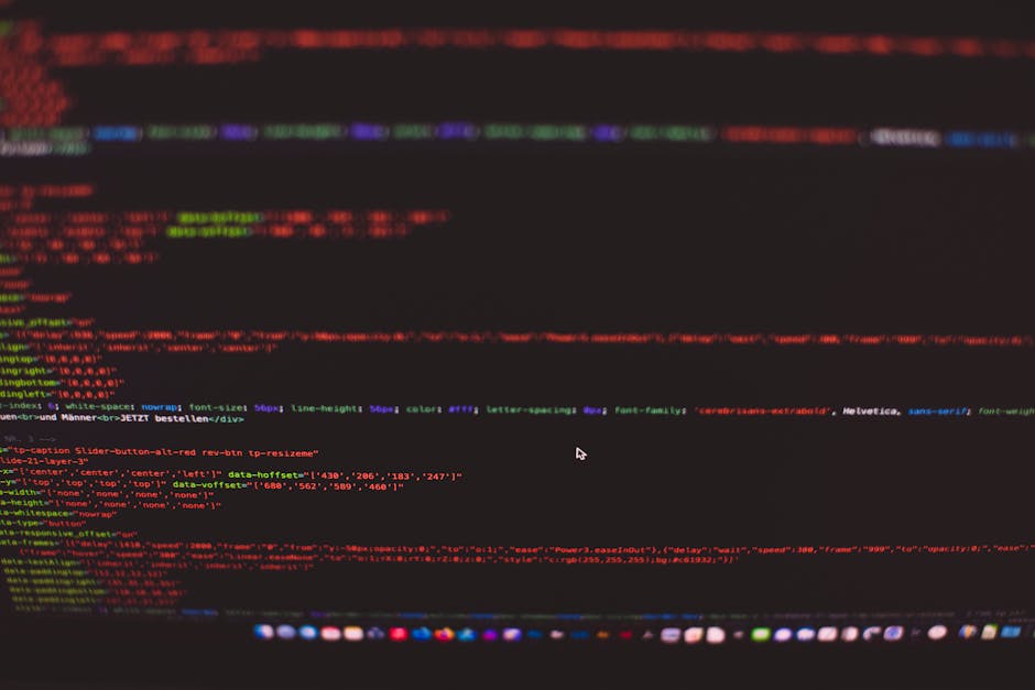 A close-up image of a computer screen displaying colorful lines of code in a programming language, with syntax highlighting in shades of pink, blue, green, and yellow. The code appears to be related t